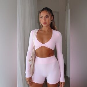 While Fox Boutique Active Ballet Long Sleeve Pink Top (S)